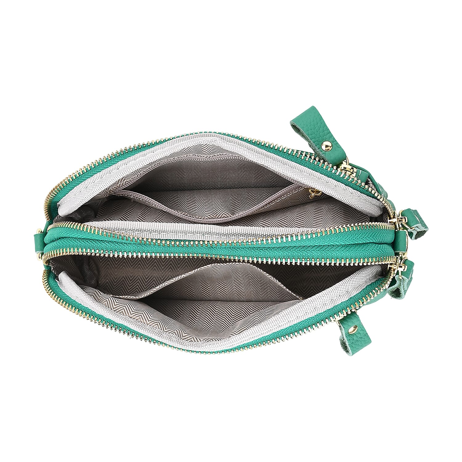 Mega Closeout - 100% Genuine Leather Embossed Crossbody Bag - Teal