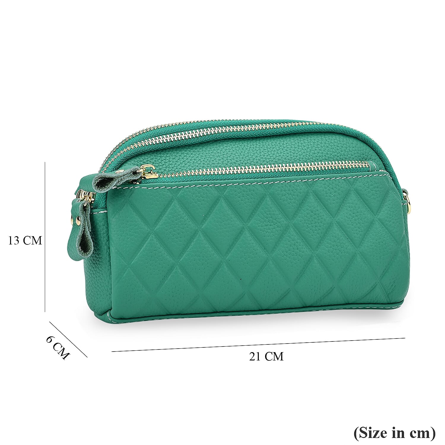 Mega Closeout - 100% Genuine Leather Embossed Crossbody Bag - Teal