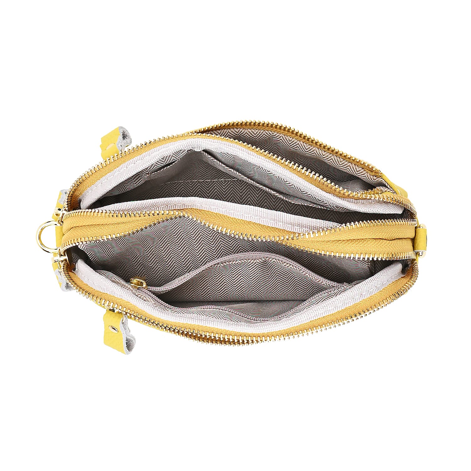 Mega Closeout - 100% Genuine Leather Embossed Crossbody Bag - Yellow
