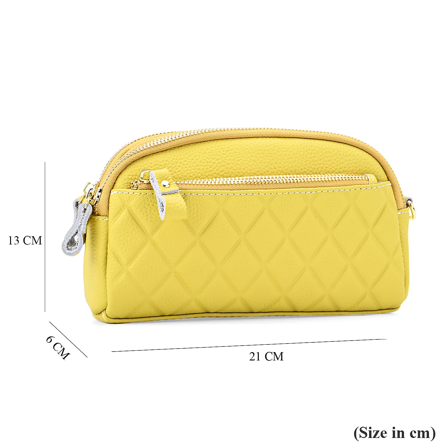Mega Closeout - 100% Genuine Leather Embossed Crossbody Bag - Yellow