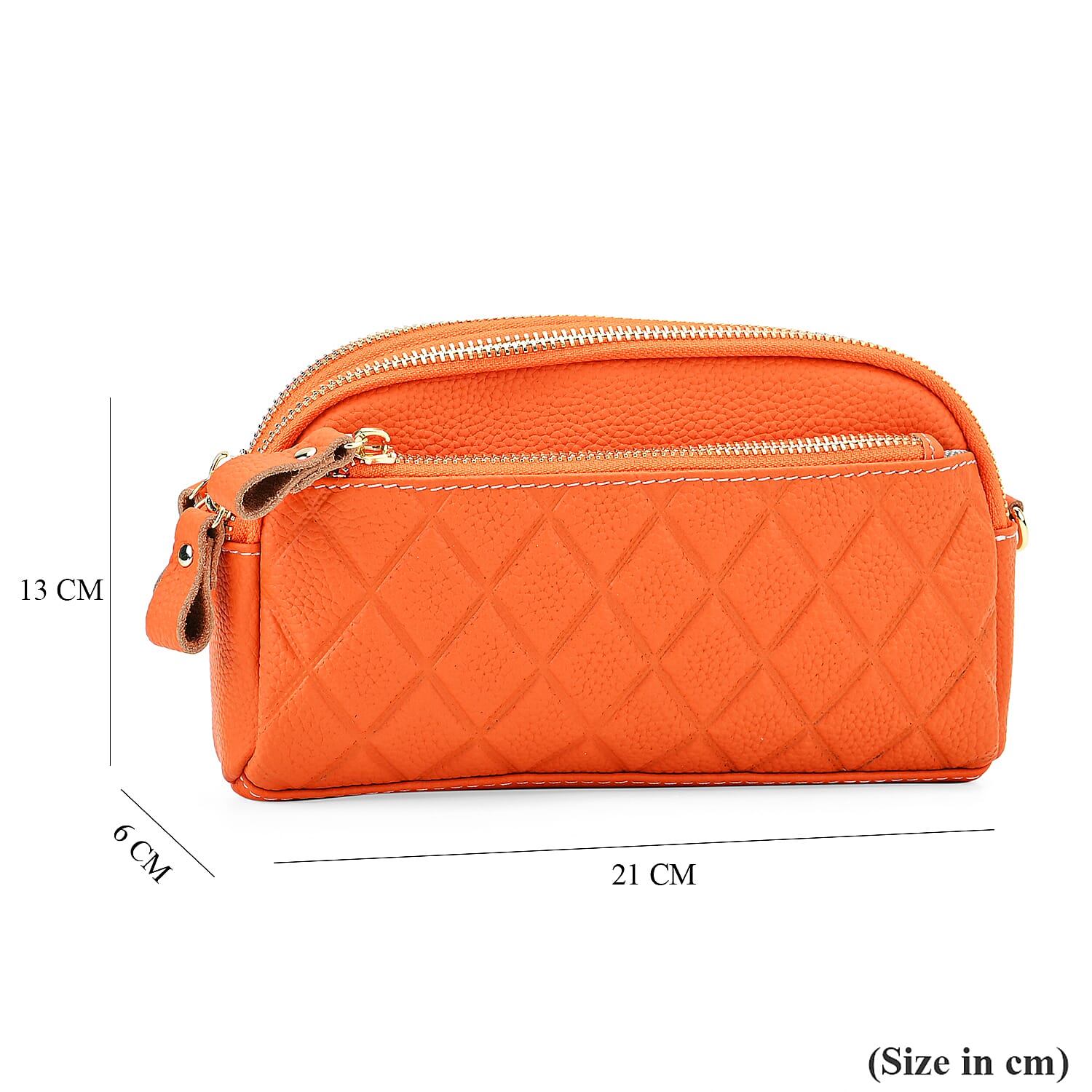 Mega Closeout - 100% Genuine Leather Embossed Crossbody Bag - Orange