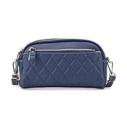 Mega Closeout - 100% Genuine Leather Embossed Crossbody Bag - Black