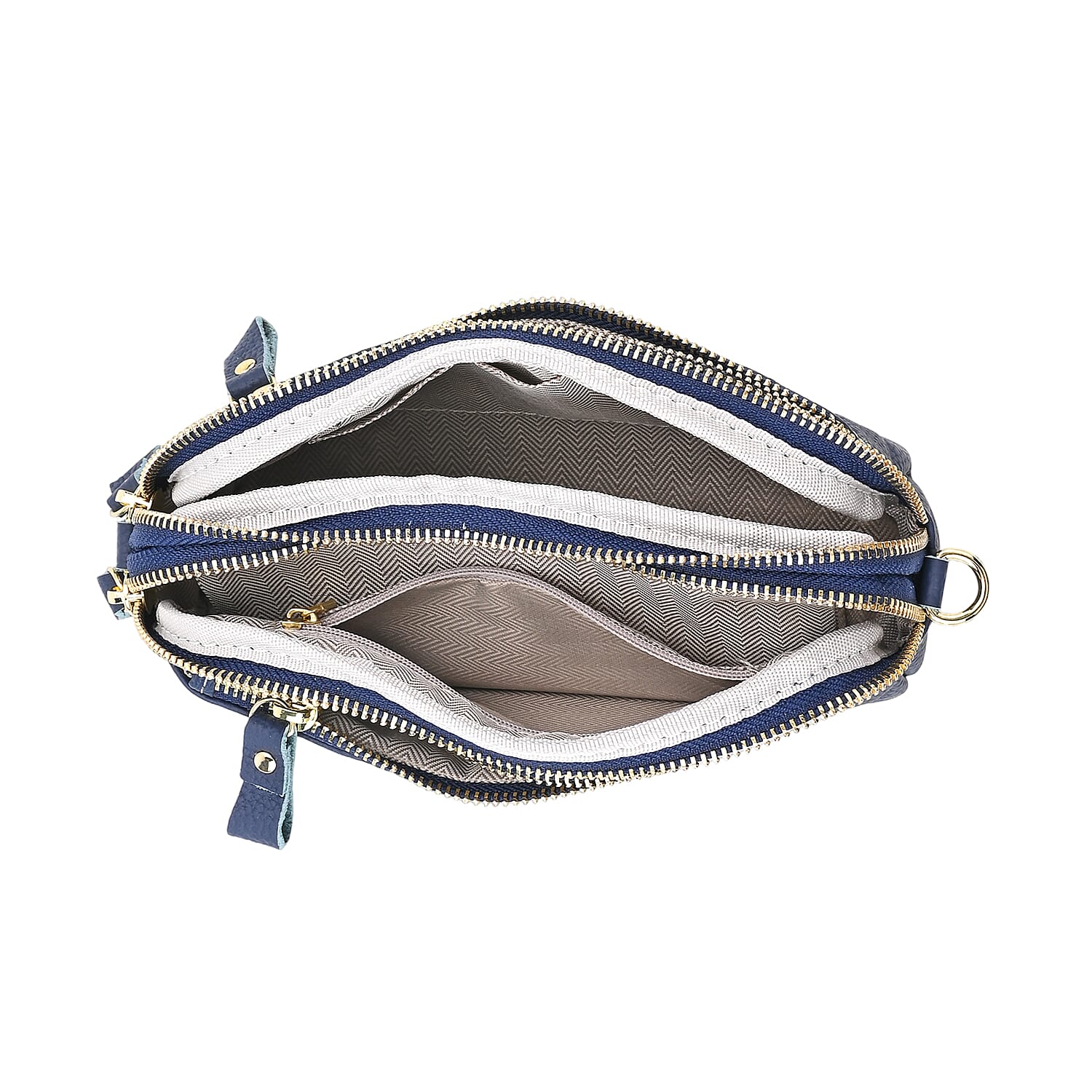 Mega Closeout - 100% Genuine Leather Embossed Crossbody Bag - Navy