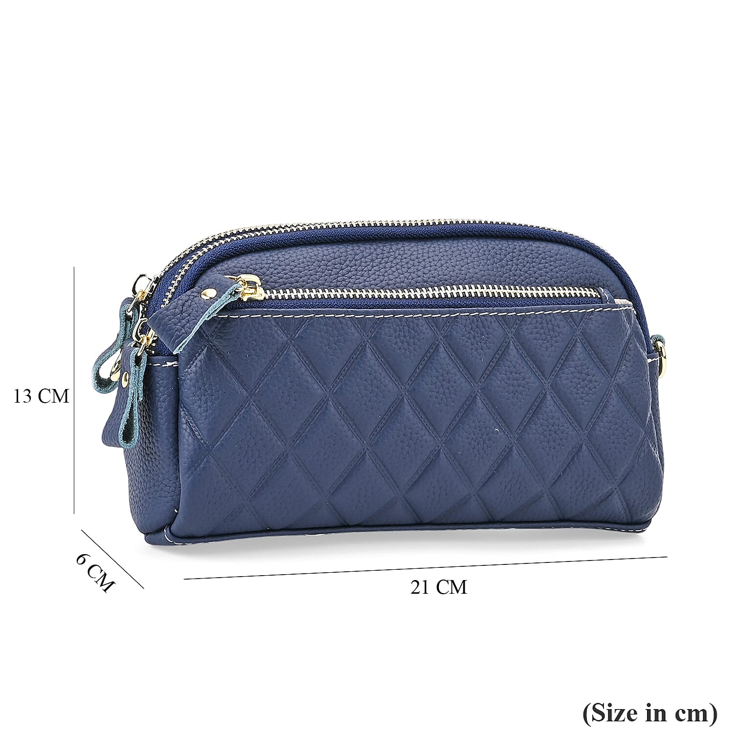Mega Closeout - 100% Genuine Leather Embossed Crossbody Bag - Navy