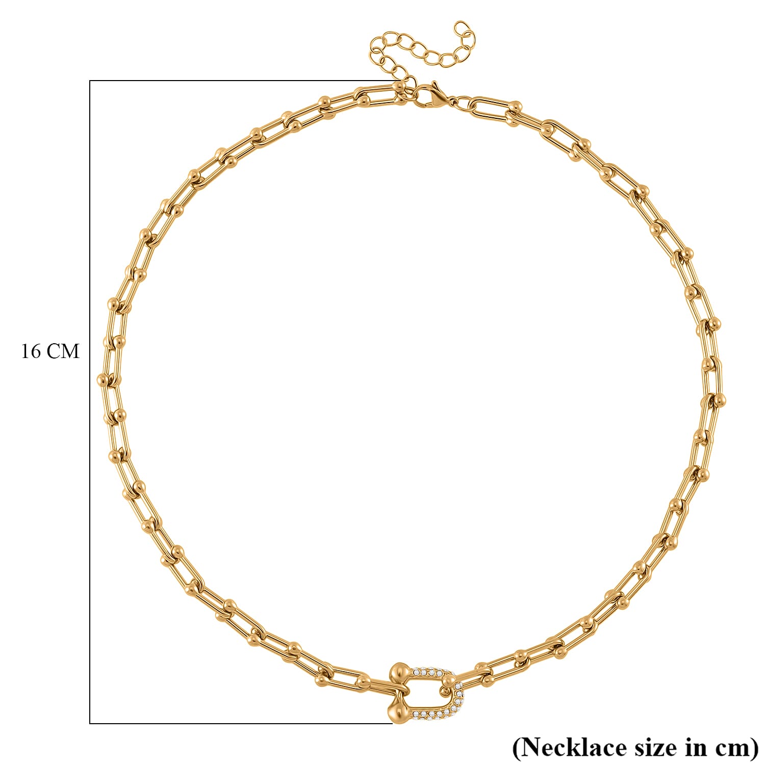 Designer Inspired Paper Clip Necklace (Size - 18 - 2 Ext) with Lobster Clasp in Yellow Gold Plating Designer Inspired Paper Clip Necklace (Size - 18 - 2 Ext) with Lobster Clasp in Yellow Gold Plating