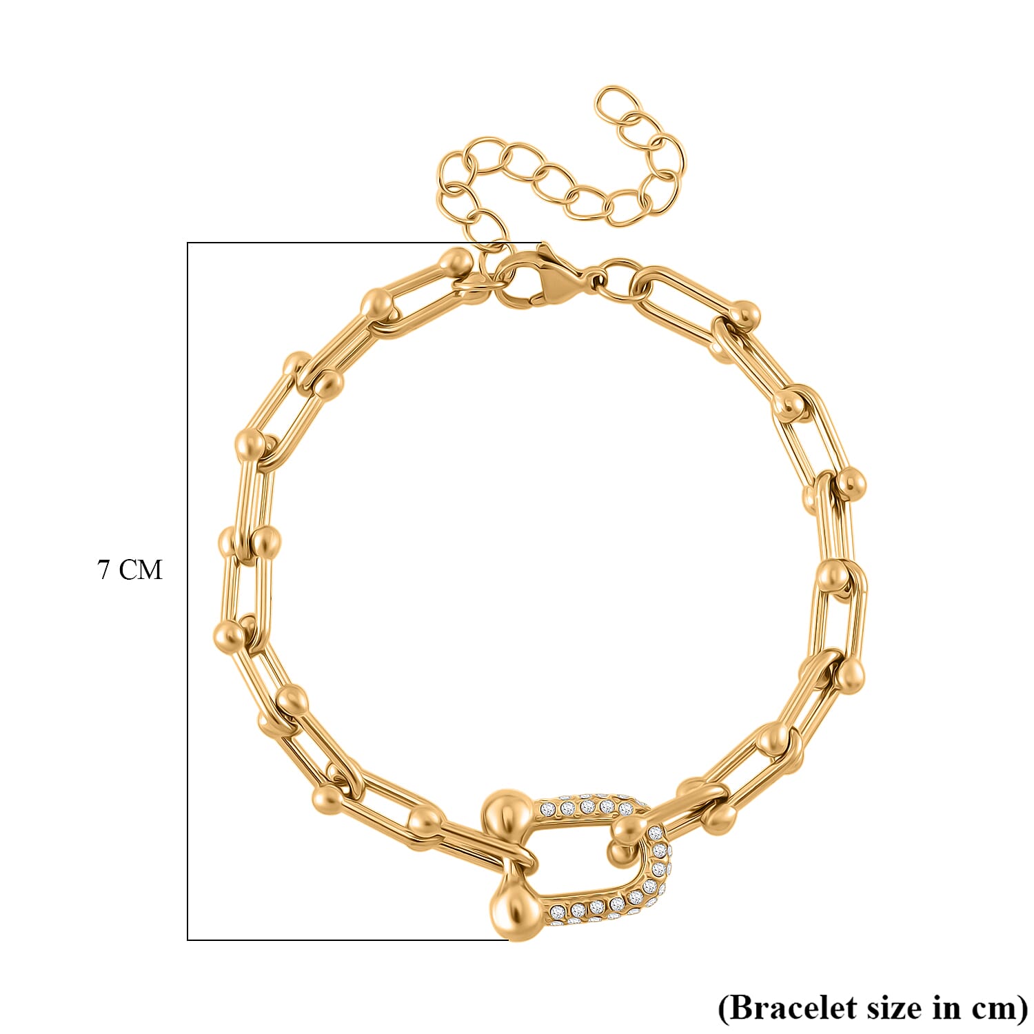 Designer Inspired Bracelet (Size - 7.5 - 2 Ext) with Lobster Clasp in Yellow Gold Plating Designer Inspired Bracelet (Size - 7.5 - 2 Ext) with Lobster Clasp in Yellow Gold Plating