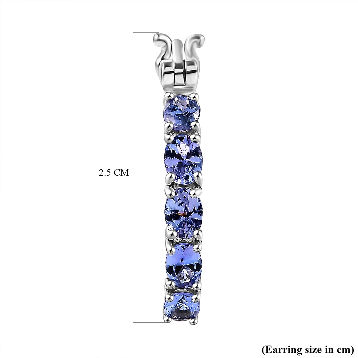 Tanzanite Full Hoop Earring With Clasp in Rhodium Overlay Sterling Silver 1.80 Ct.