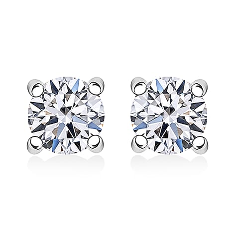 Luxuriant Diamond Lab Grown Diamond (I2-G-H) Earrings with Push Back in Platinum Overlay Sterling Silver 0.20 Ct.