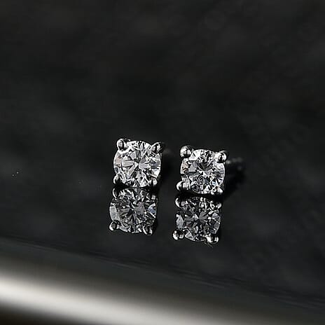 Luxuriant Diamond Lab Grown Diamond (I2-G-H) Earrings with Push Back in Platinum Overlay Sterling Silver 0.20 Ct.