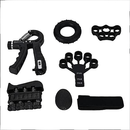 Soulsmart 6-in-1 Grip Strength Training Set - Adjustable Gripper, Rings, Balls, & Finger Exercisers - Black