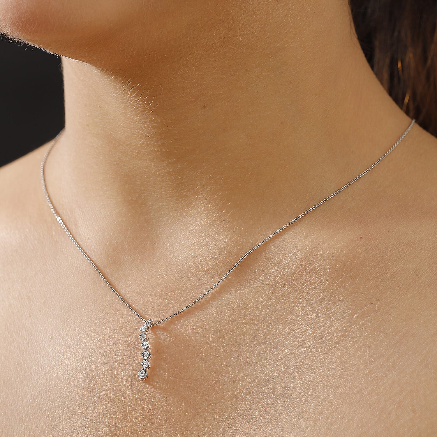 Close Out Deal - Natural White Diamond Cascade Pendant