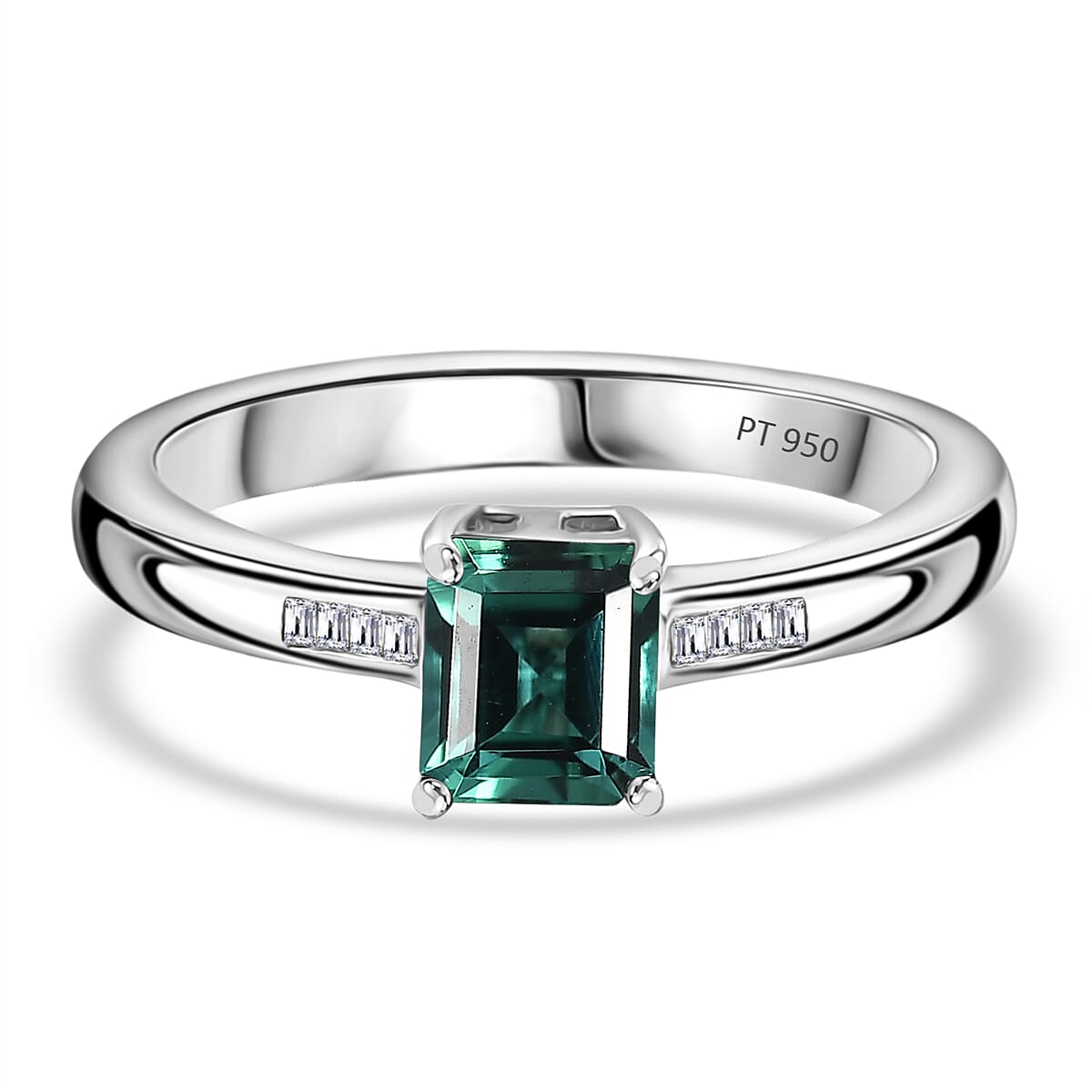 RHAPSODY 950 Platinum AAAA Lagoon Tourmaline & White Diamond   (VS-EF) Ring 1.33 Ct.
