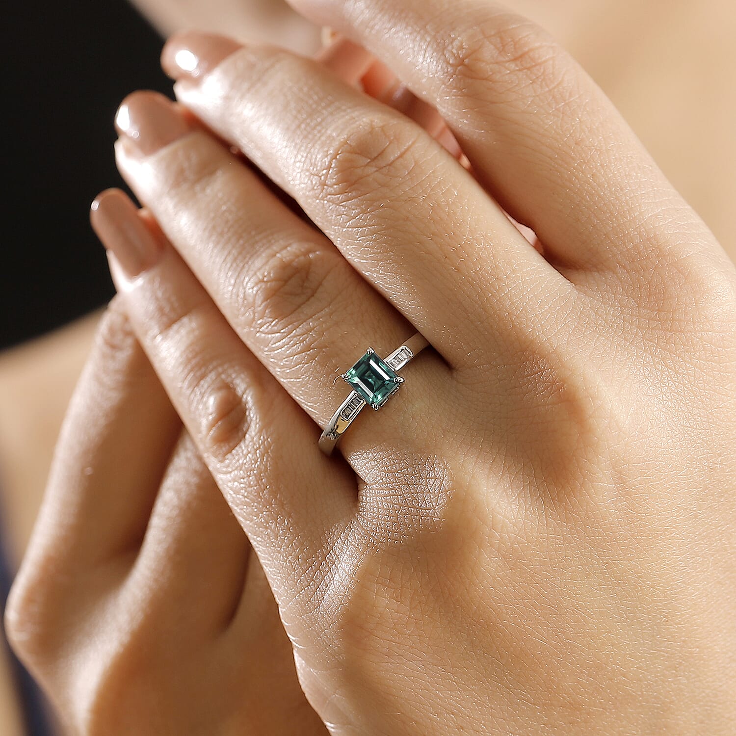 RHAPSODY 950 Platinum AAAA Lagoon Tourmaline & White Diamond   (VS-EF) Ring 1.33 Ct.