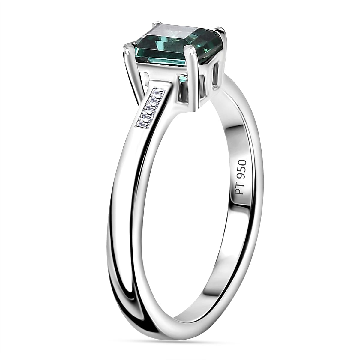 RHAPSODY 950 Platinum AAAA Lagoon Tourmaline & White Diamond   (VS-EF) Ring 1.33 Ct.