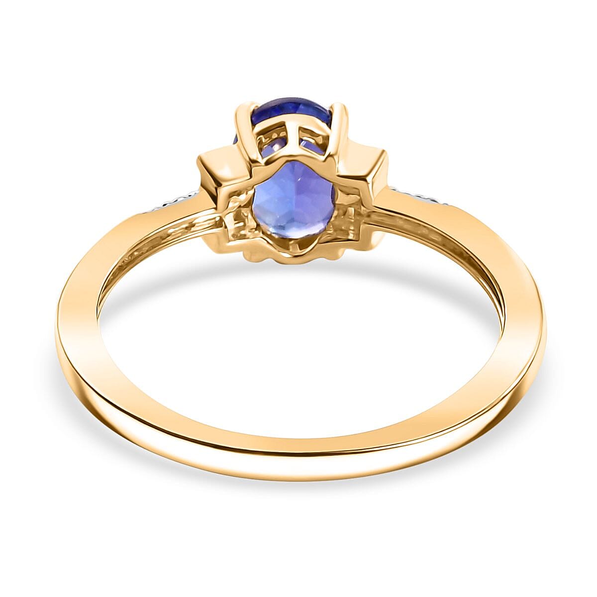 9K Yellow Gold AAA Tanzanite & White Diamond Ring 1.23 Ct.