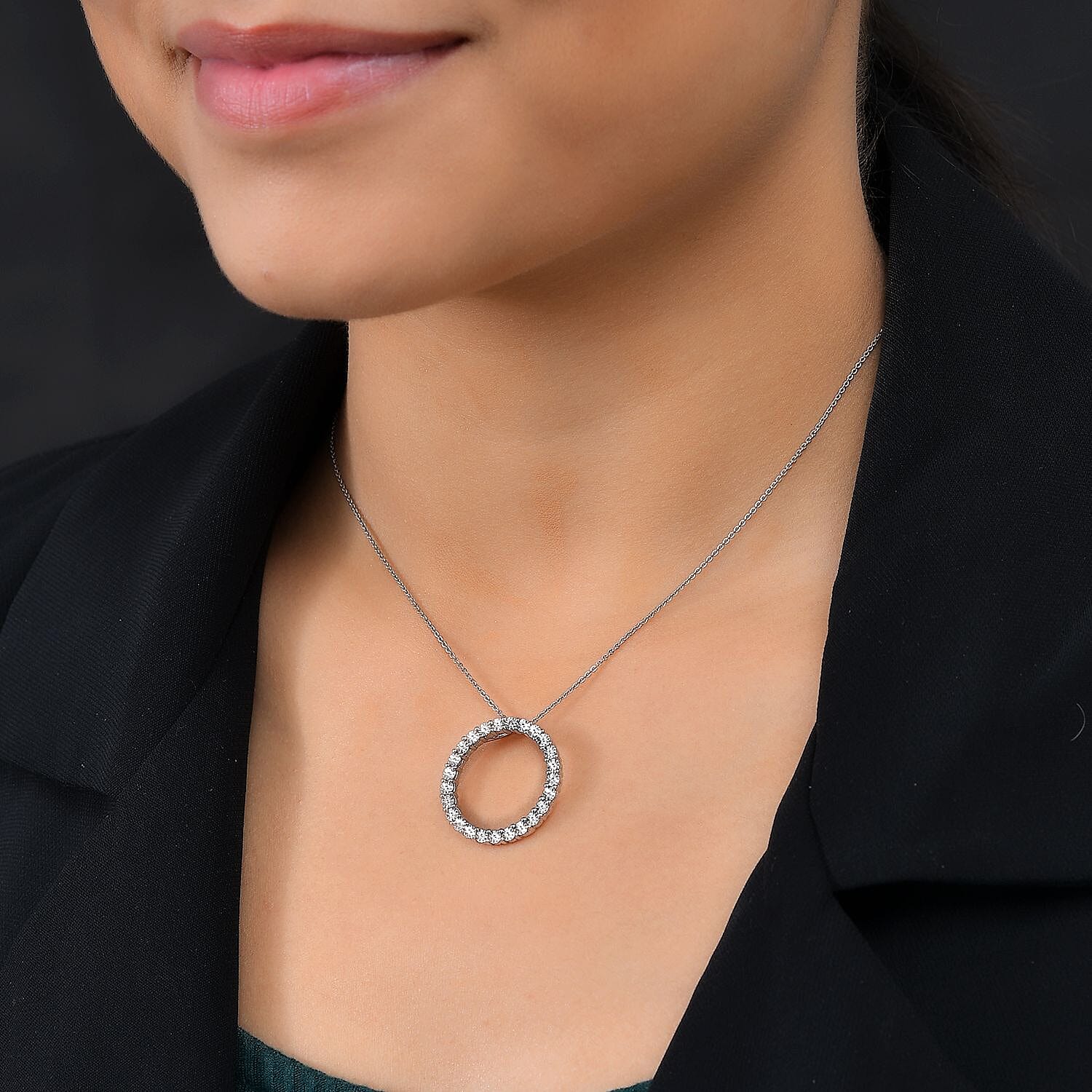 Natural White Diamond Circle of Life Pendant