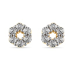 White Diamond Solitaire Stud With Push Back Earring in Sterling Silver