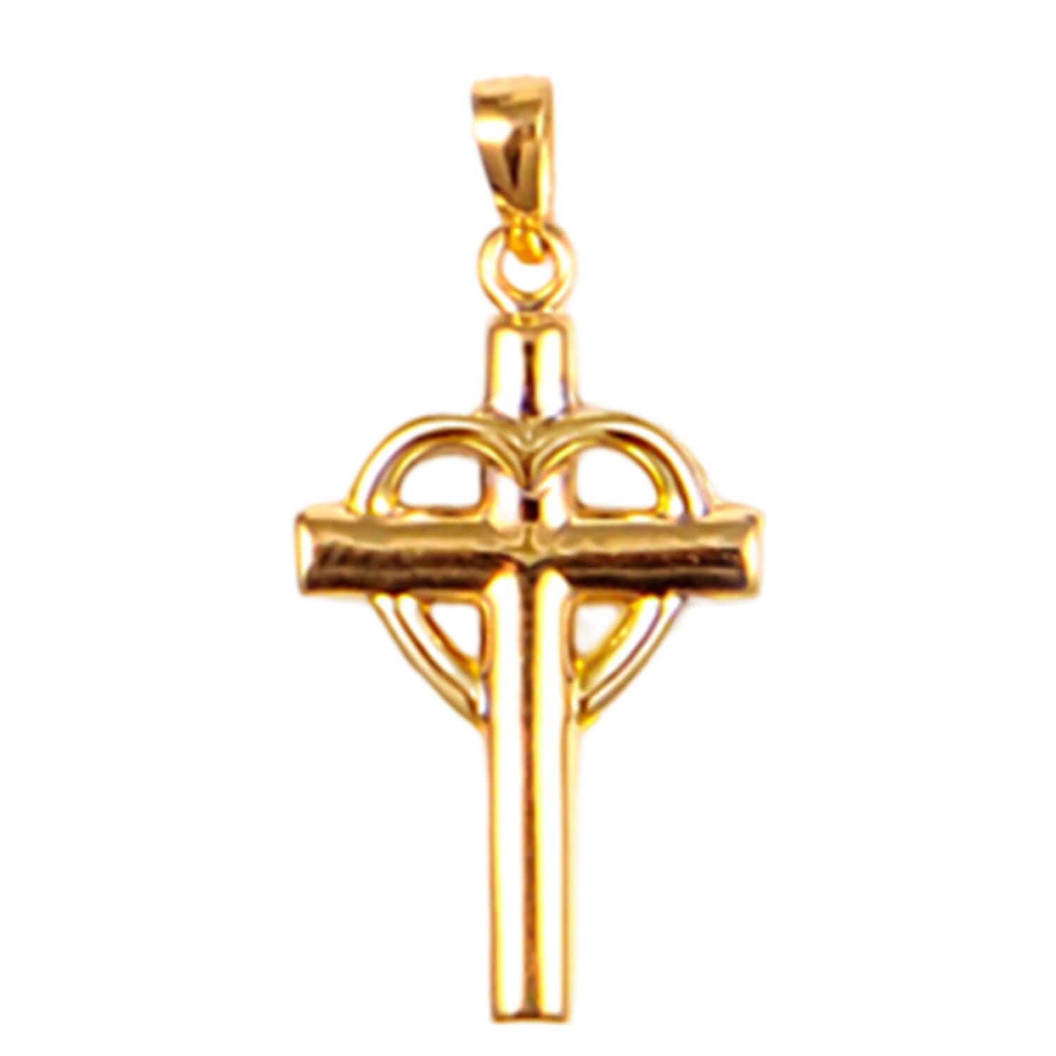 Hatton Garden Closeout - 9K Yellow Gold Cross & Heart Hybrid Pendant
