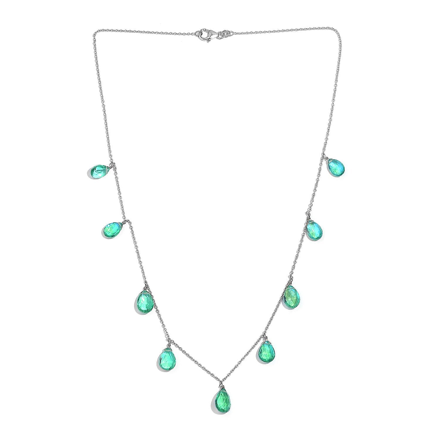 Peacock Triplet Quartz Necklace (Size 20.0) in Rhodium Overlay Sterling Silver 26.0 Ct.