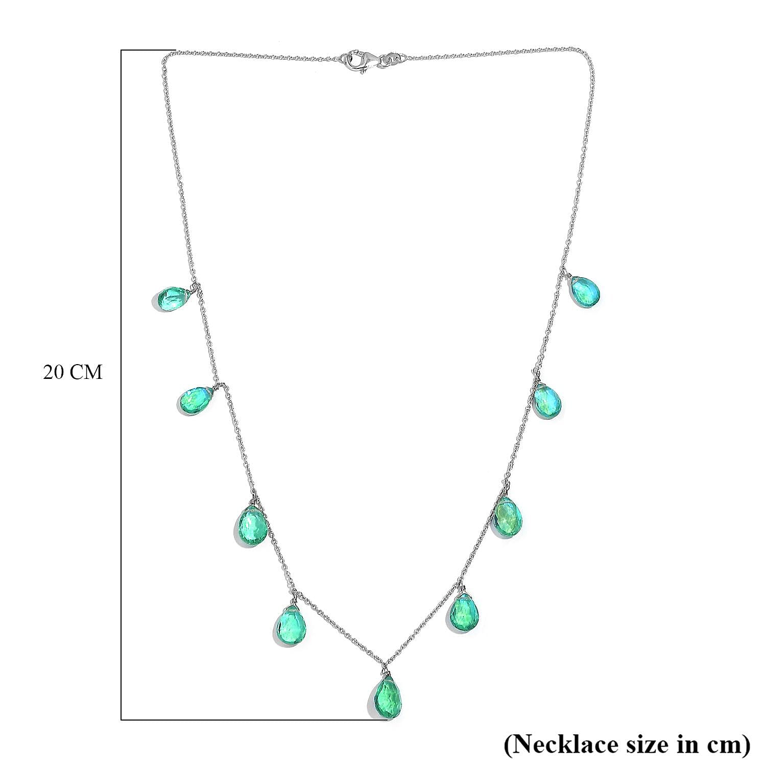 Peacock Triplet Quartz Necklace (Size 20.0) in Rhodium Overlay Sterling Silver 26.0 Ct.