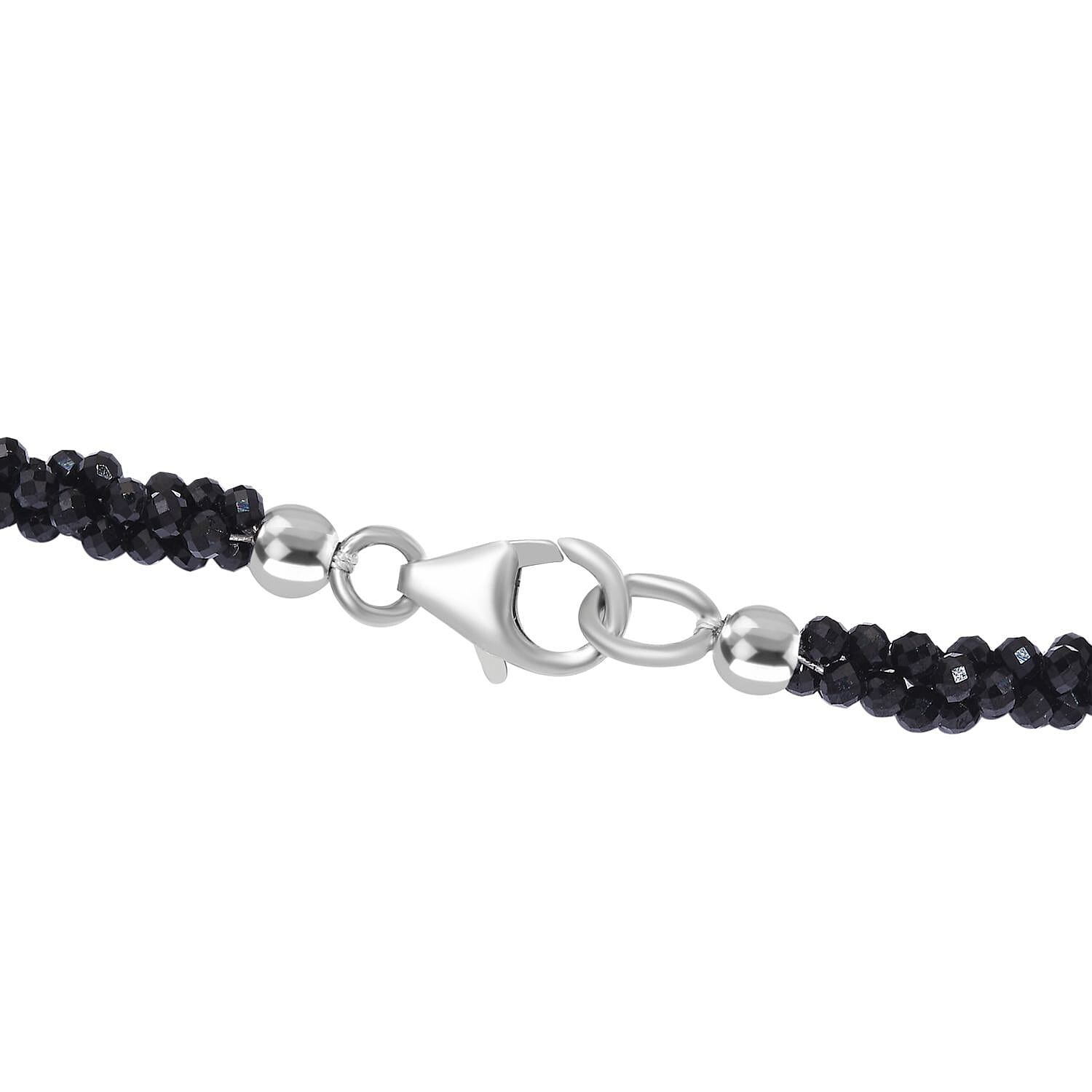 Black Spinel Bracelet (Size - 7.5) in Rhodium Overlay Sterling Silver 24.0 Ct.
