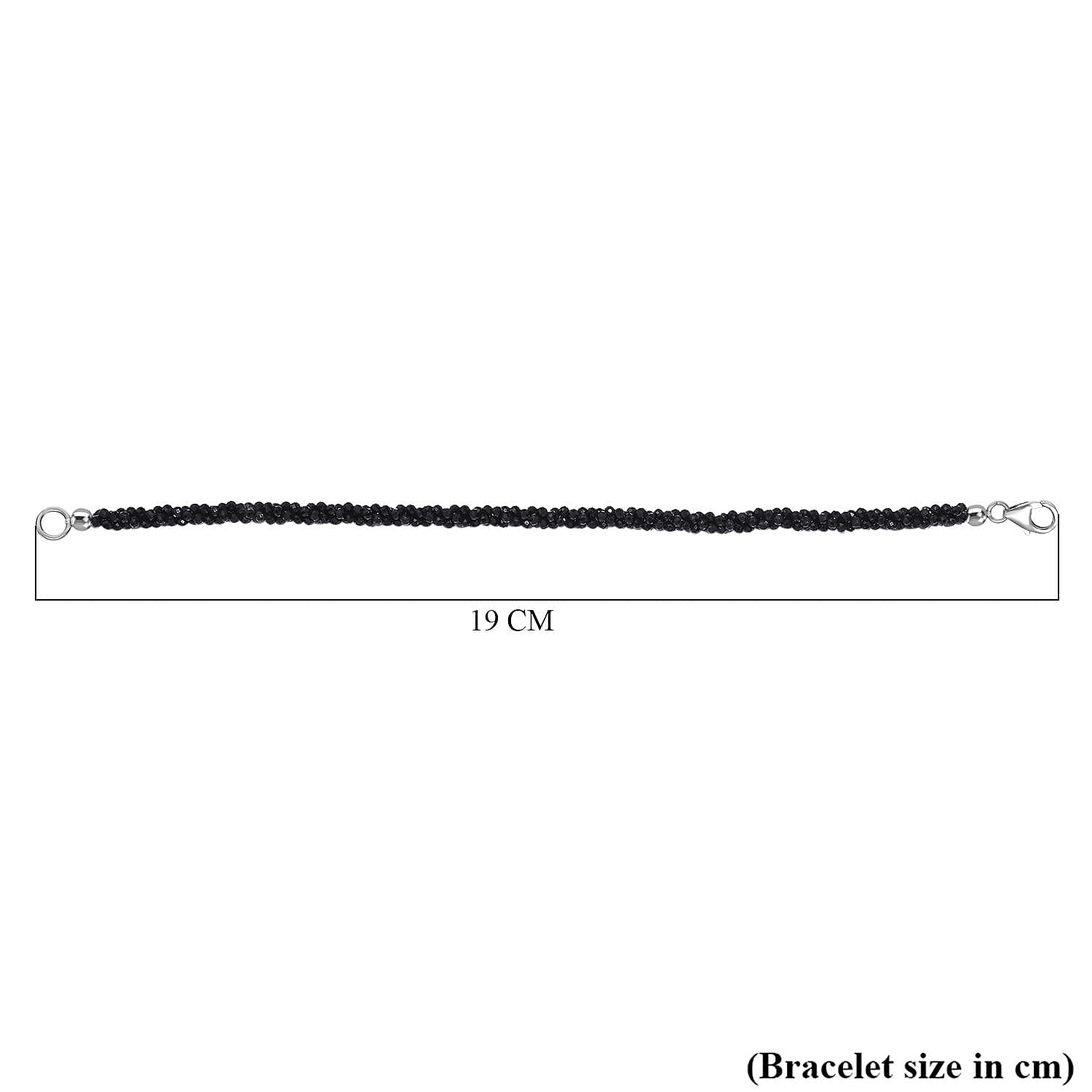 Black Spinel Bracelet (Size - 7.5) in Rhodium Overlay Sterling Silver 24.0 Ct.