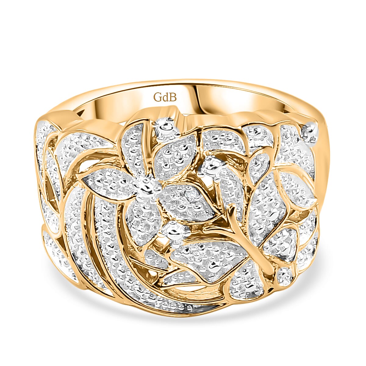 Closeout Deal - Natural White Diamond Floral Ring