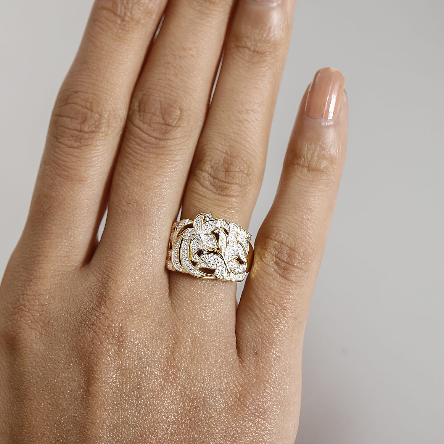 Closeout Deal - Natural White Diamond Floral Ring