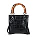 Leatherette Croc Pattern Crossbody Bag with Handle Drop - Black