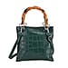 Leatherette Croc Pattern Crossbody Bag with Handle Drop - Black