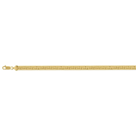 Italian Made - Gold Overlay Sterling Silver Greek Key Herringbone Necklace (Size - 18-2 Ext) With Lobster Clasp