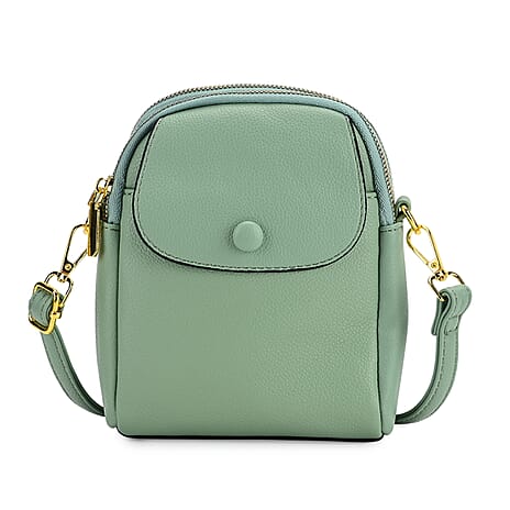 Leatherette Crossbody Bag with Detachable Shoulder Strap - Mint