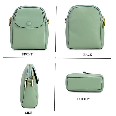 Leatherette Crossbody Bag with Detachable Shoulder Strap - Mint