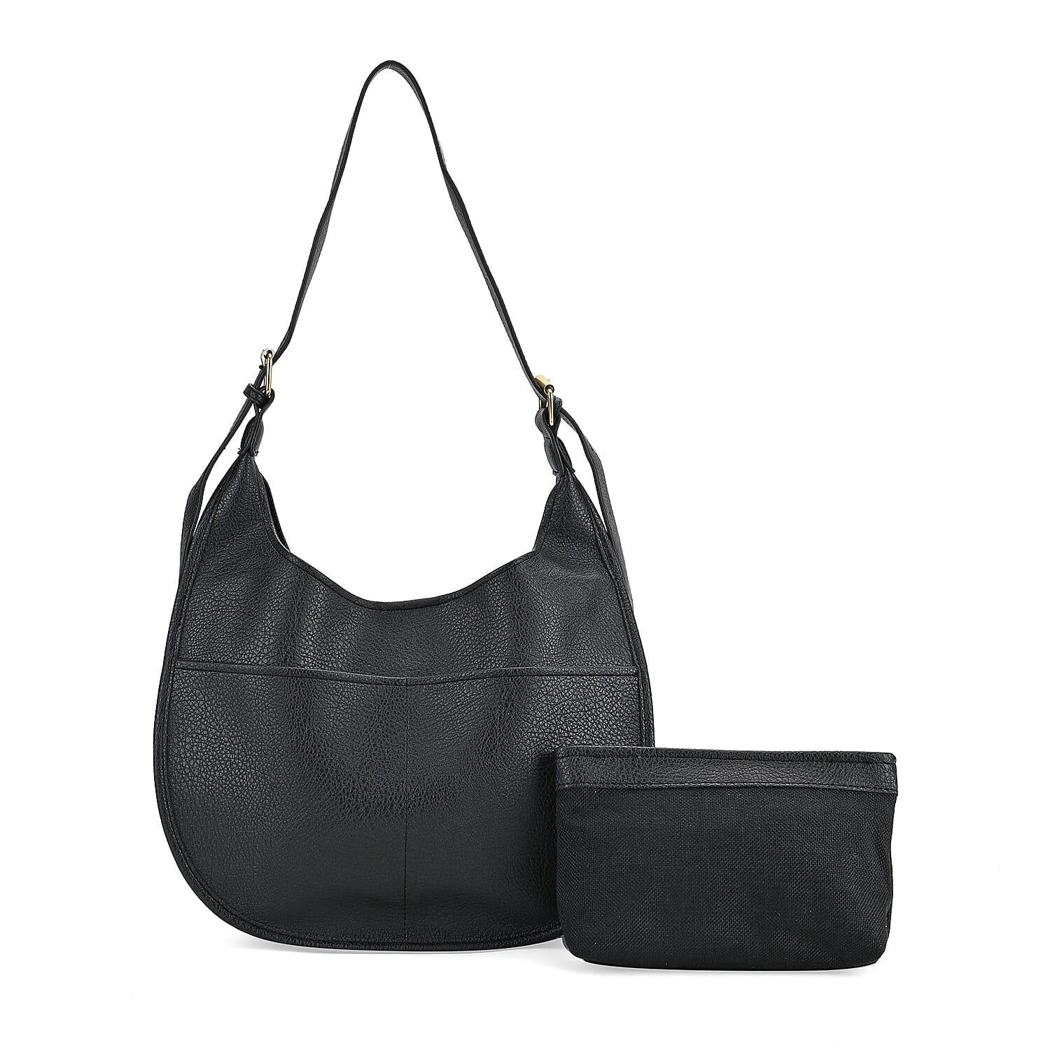 Hobo Crossbody with Detachable Small Cosmetic Bag - Black