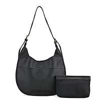 Hobo Crossbody with Detachable Small Cosmetic Bag - Black