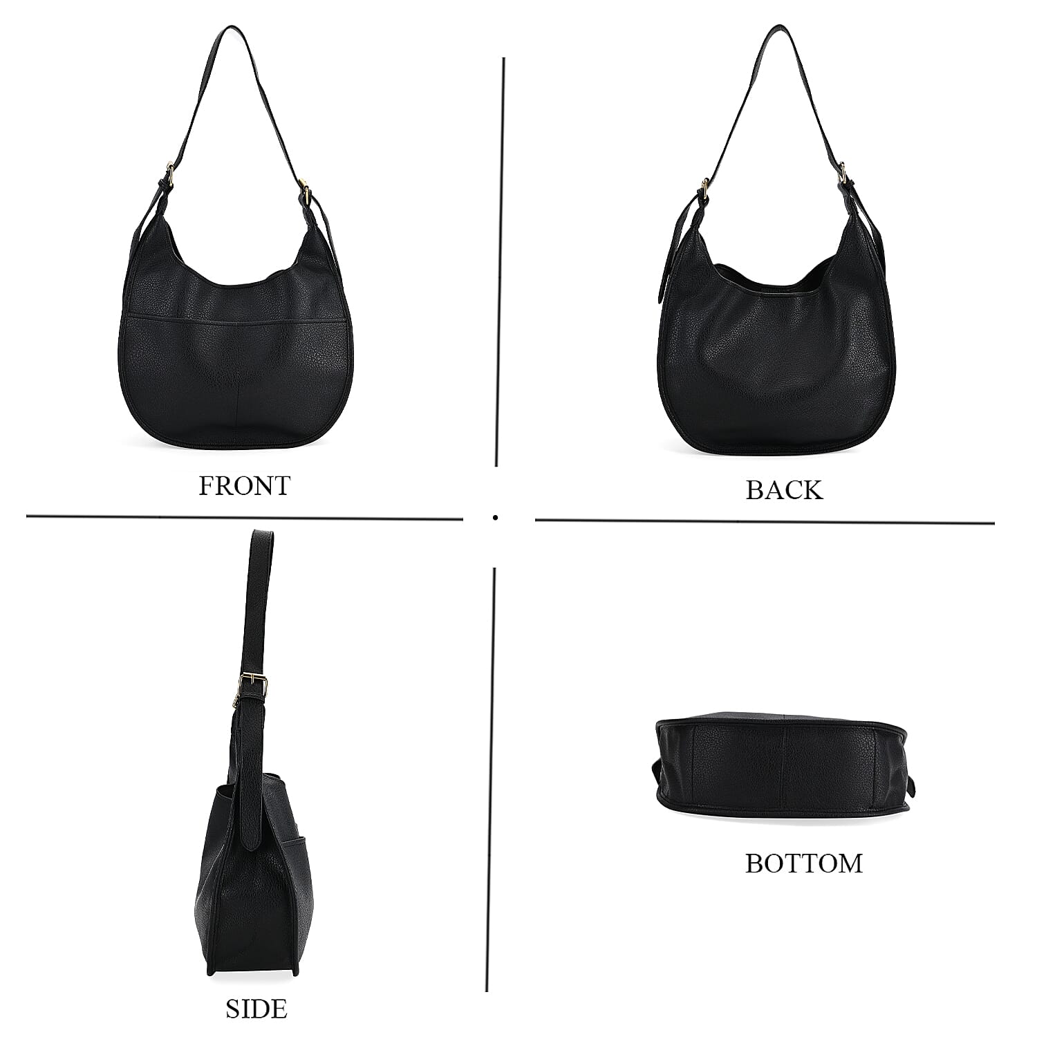 Hobo Crossbody with Detachable Small Cosmetic Bag - Black