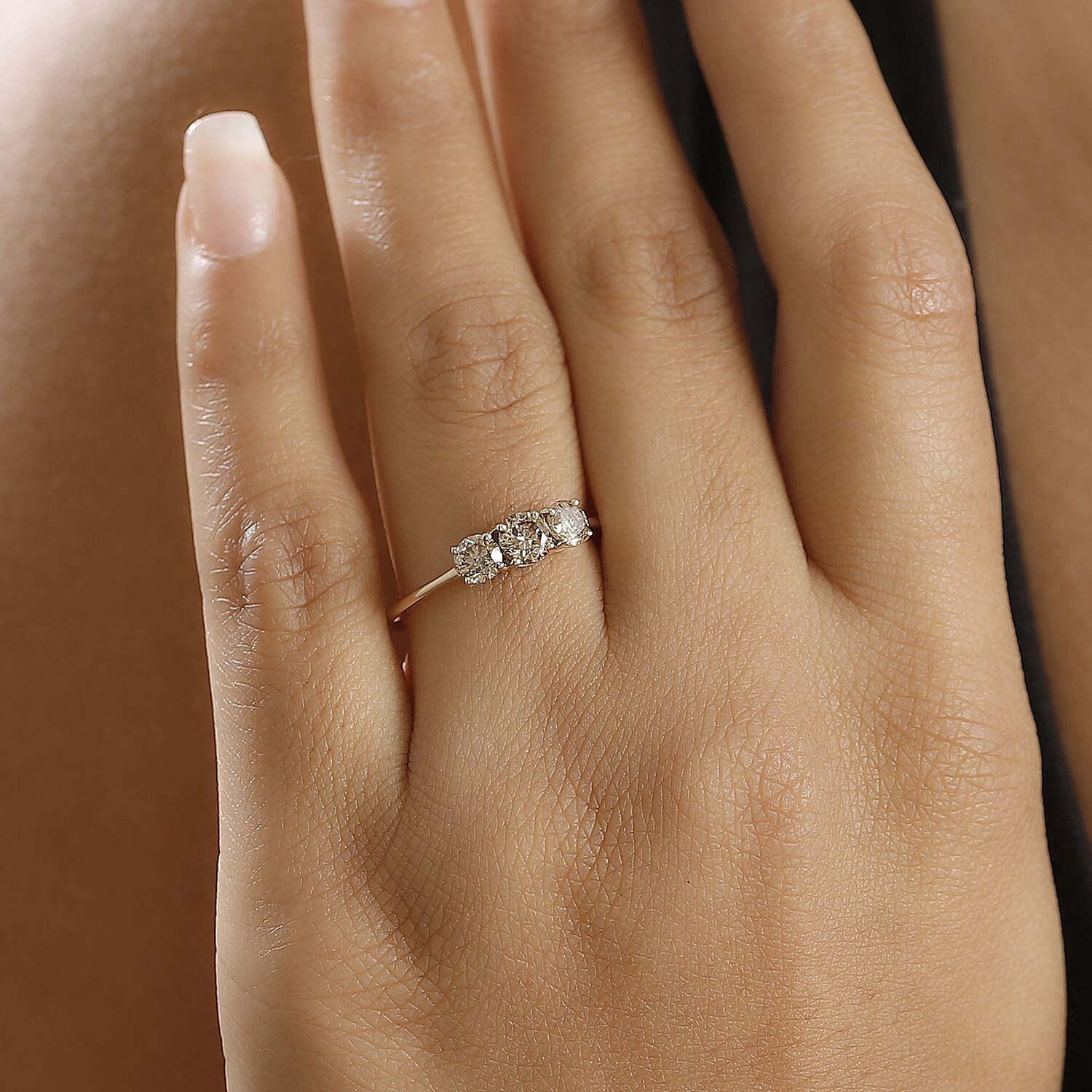 Argyle Diamond Closeout - 9K Yellow Gold SGL Certified Natural Champagne Diamond 3 Stone Ring 1.00 Ct.