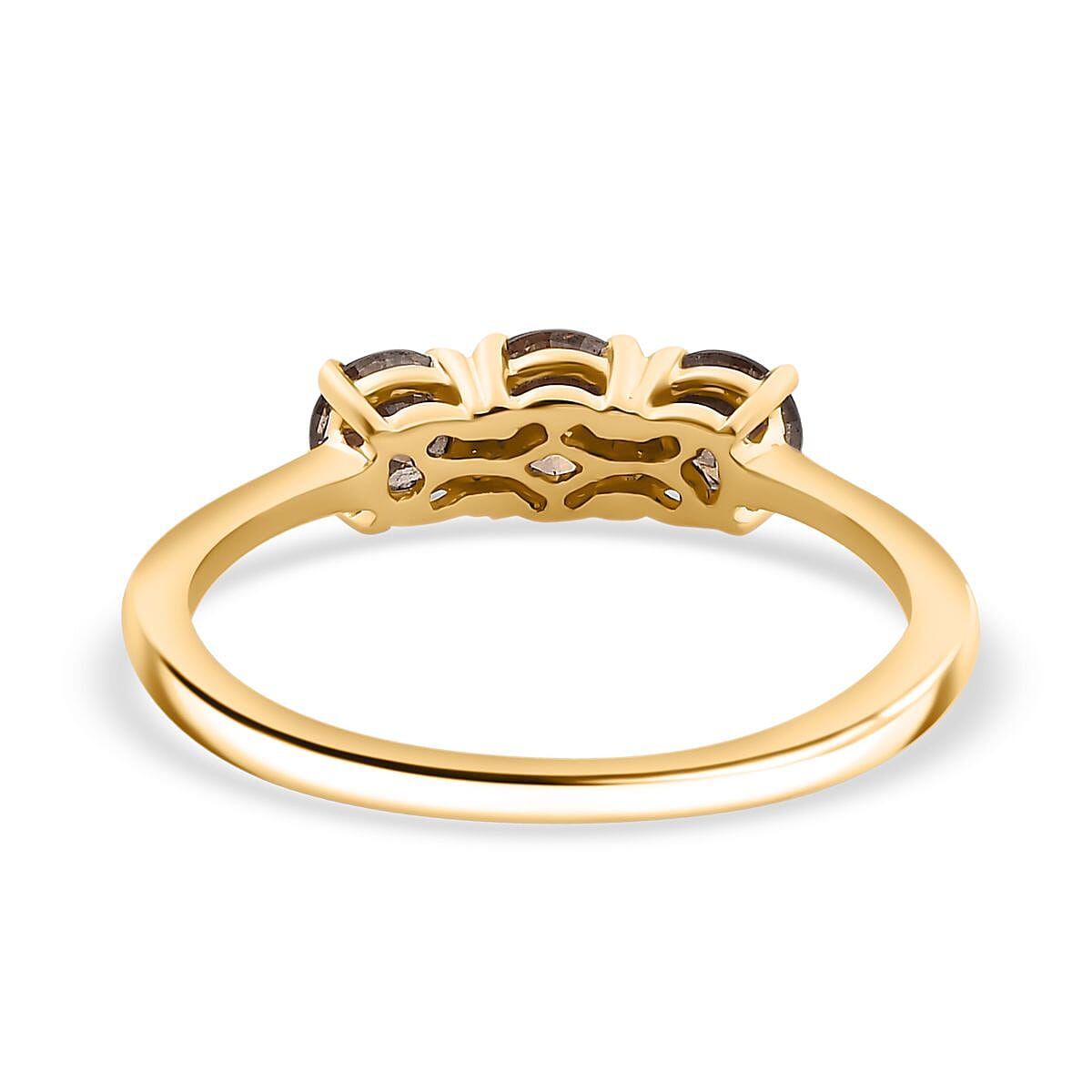 Argyle Diamond Closeout - 9K Yellow Gold SGL Certified Natural Champagne Diamond 3 Stone Ring 1.00 Ct.