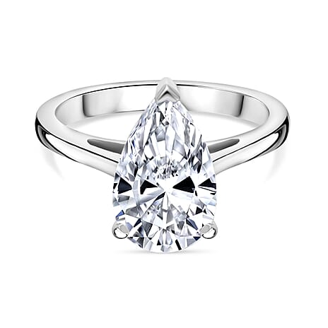 Luxuriant Diamond 950 Platinum IGI Certified (VS2-G) Pear Cut Lab Grown Diamond Ring 3.00 Ct, Platinum Wt. 5.90 Gms.