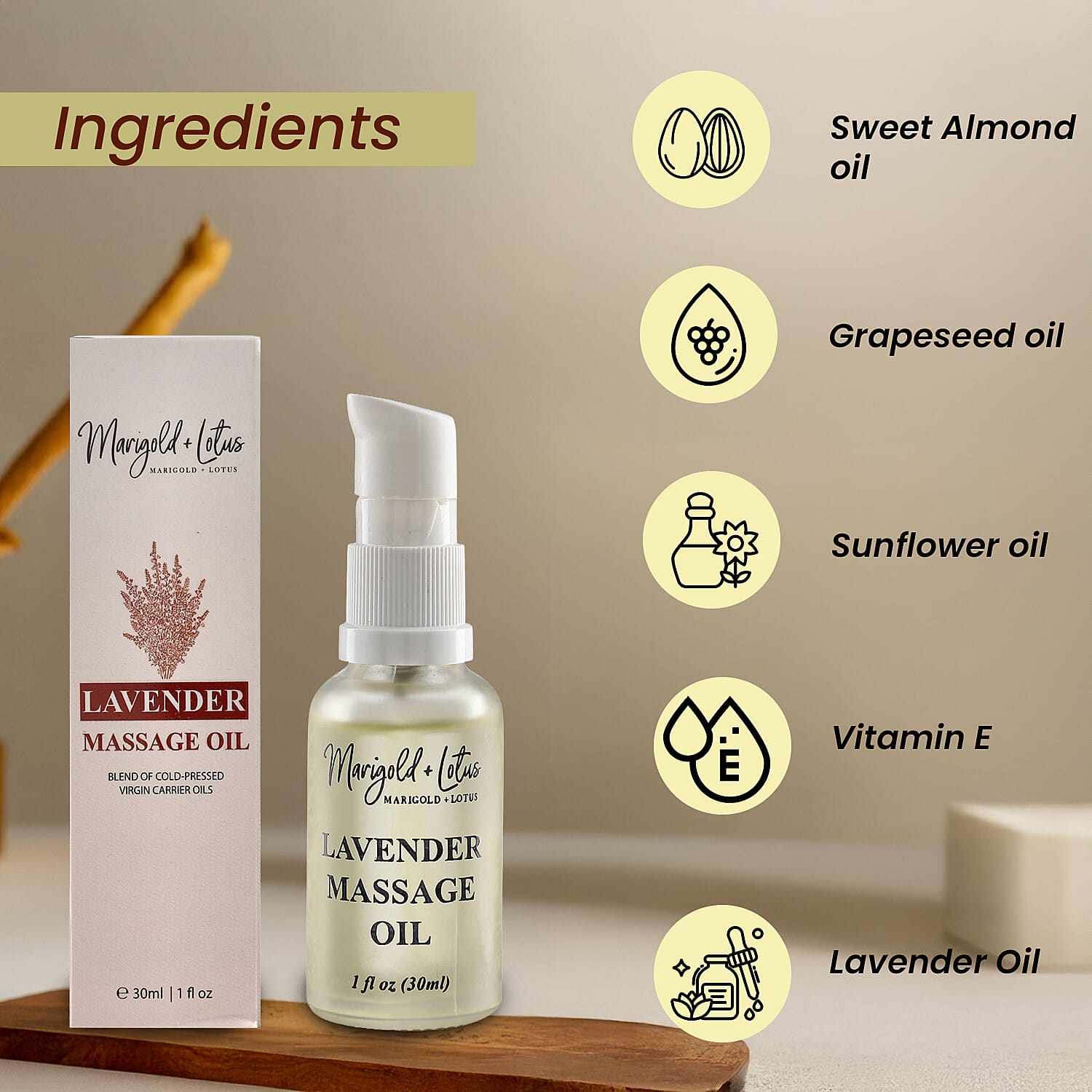 Marigold & Lotus Lavender Massage oil 30 ml