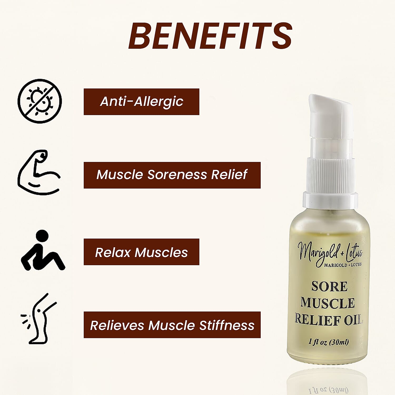 Marigold & Lotus Sore Muscle Relief Oil - 30ml