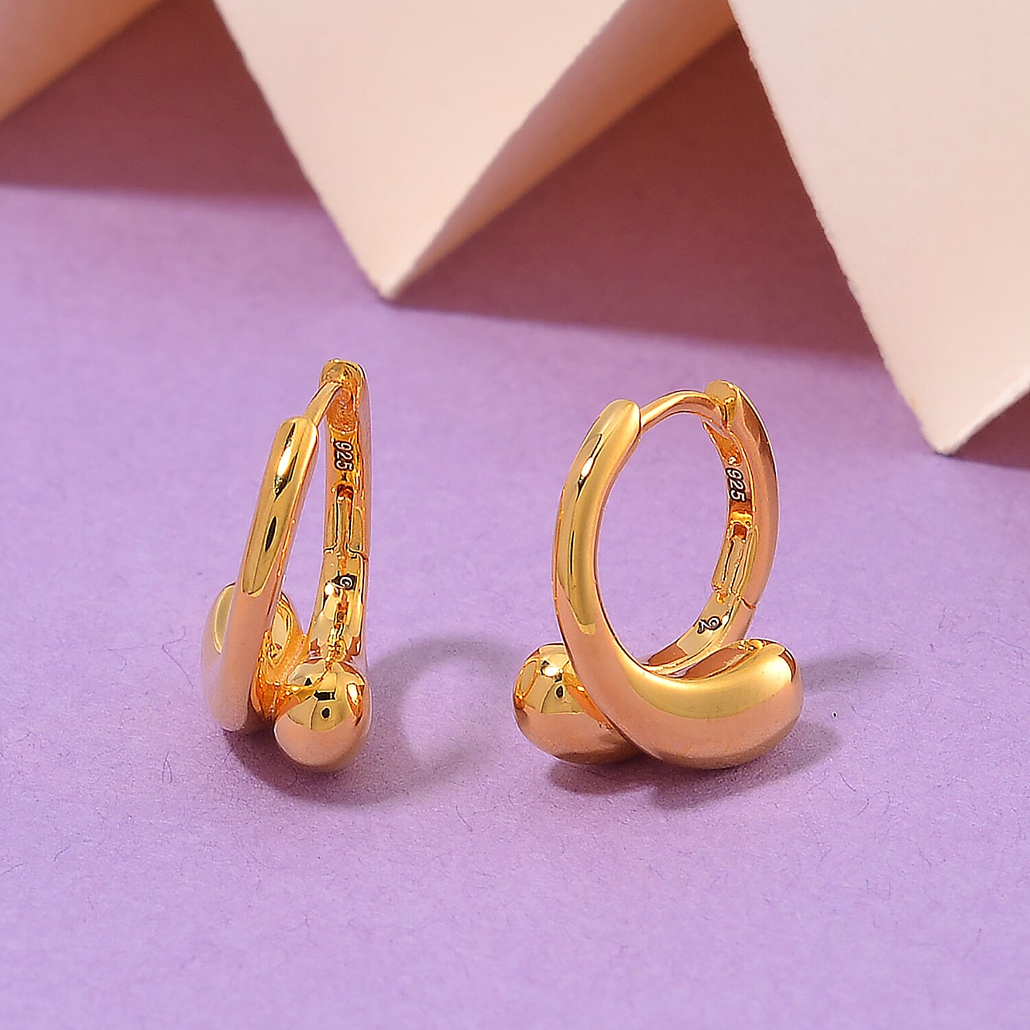 LUCY Q - Drop Link Collection Hoop Earring in 18K Vermeil Yellow Gold Plated Sterling Silver, Silver Wt. 6.10 Gms.