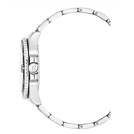 Jaques De Manoir Pro Scuba 43 Swiss Movt. 20ATM WR Black Dial Mens Watch with Silver Colour Stainless Steel Strap