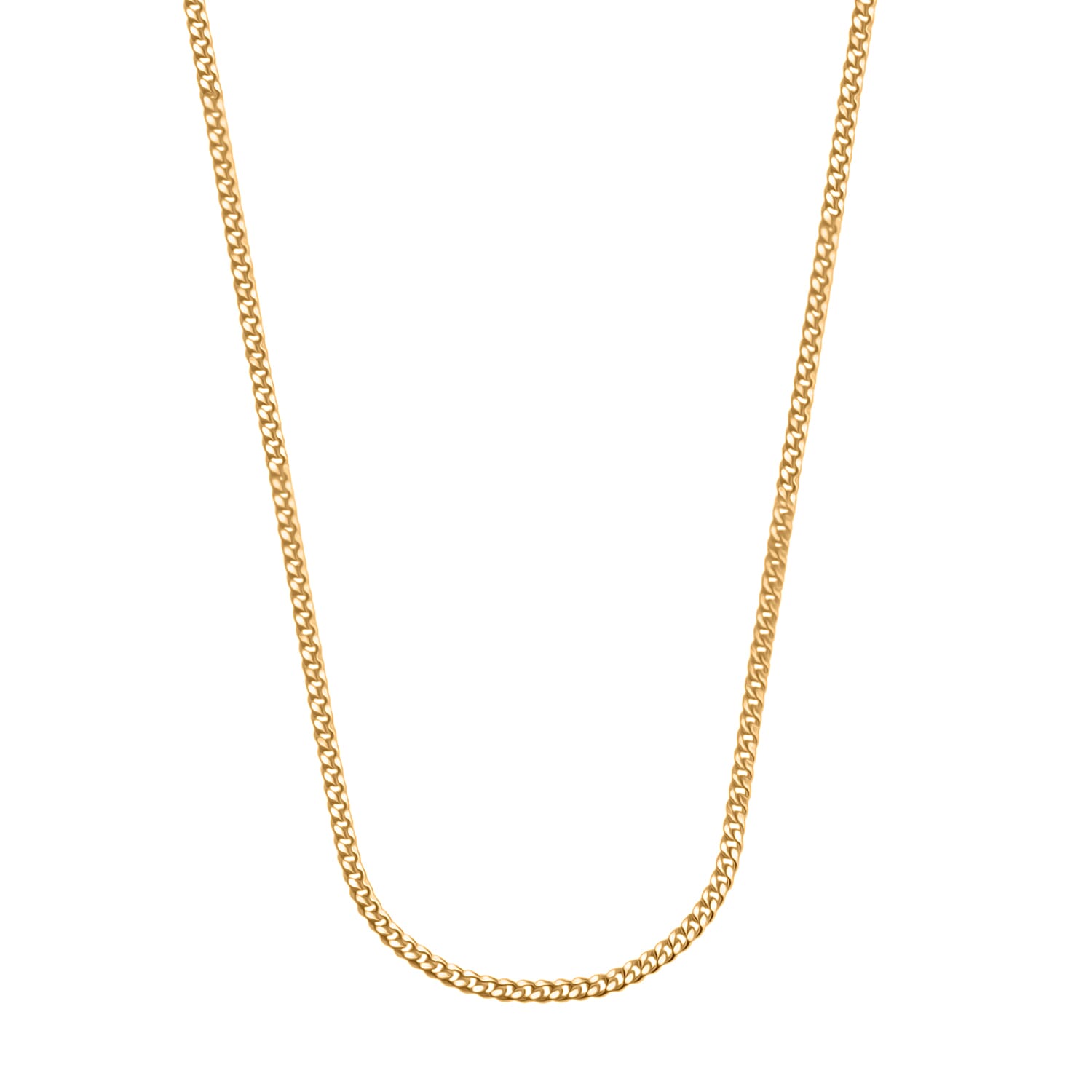 Pick Of The Show - 9K Yellow Gold Diamond Cut Curb Chain (Size - 18) With Spring Ring Clasp