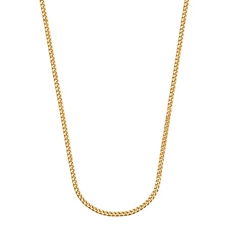 Pick Of The Show - 9K Yellow Gold Diamond Cut Curb Chain (Size - 18) With Spring Ring Clasp