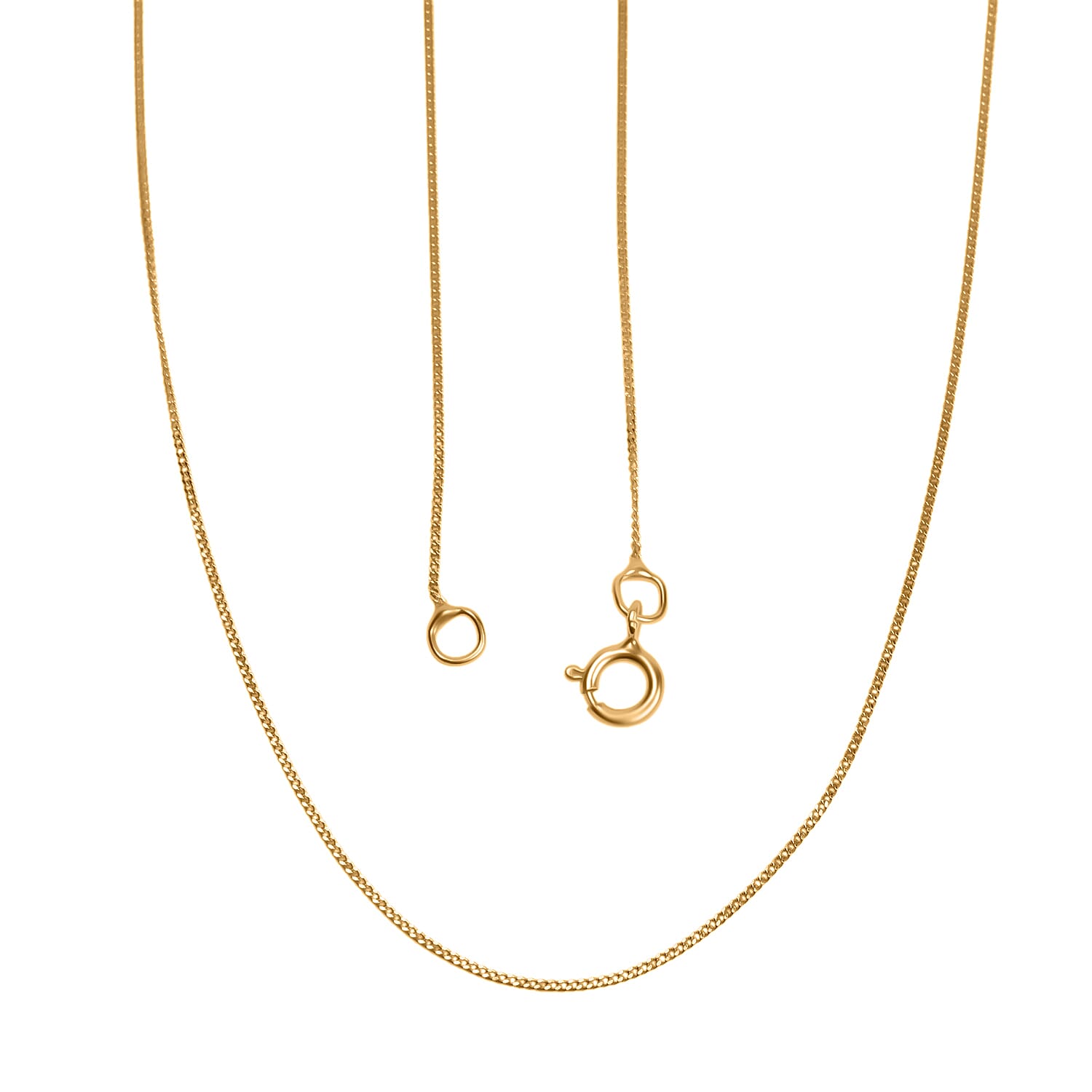 Pick Of The Show - 9K Yellow Gold Diamond Cut Curb Chain (Size - 18) With Spring Ring Clasp