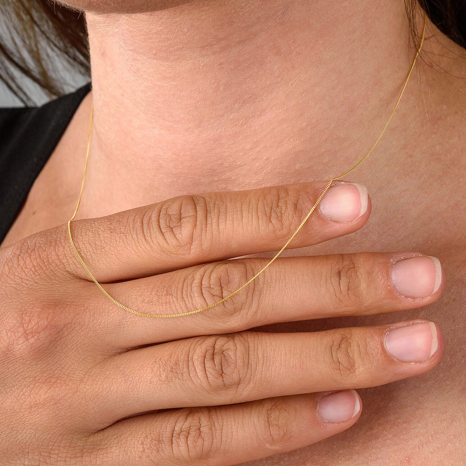 Pick Of The Show - 9K Yellow Gold Diamond Cut Curb Chain (Size - 18) With Spring Ring Clasp