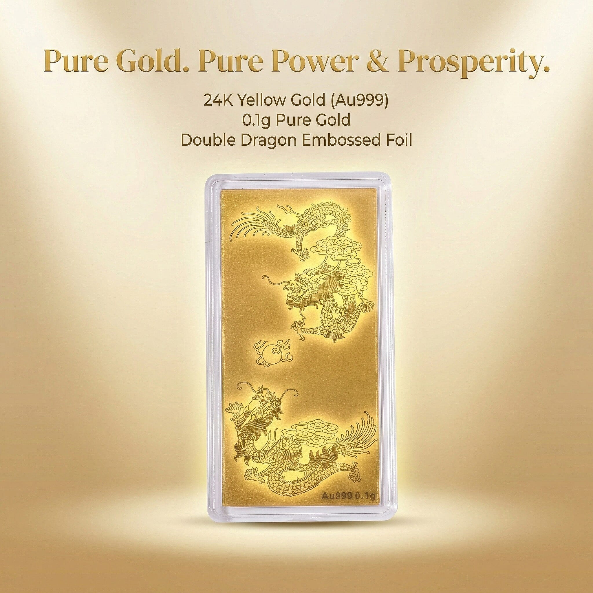 24K Yellow Gold Dragon Pattern Bar