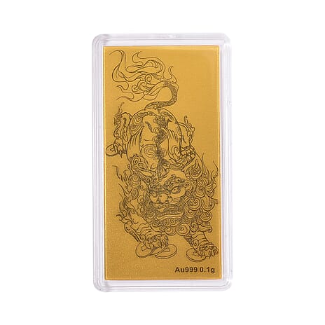 24K  (99.99% Purity) Yellow Gold Pixiu Pattern Bar