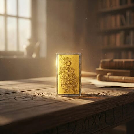 24K  (99.99% Purity) Yellow Gold Pixiu Pattern Bar